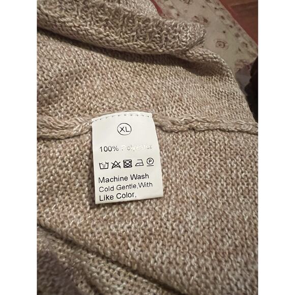 Beige Polyester Women’s Fringed Sweater Large - Picture 3 of 10